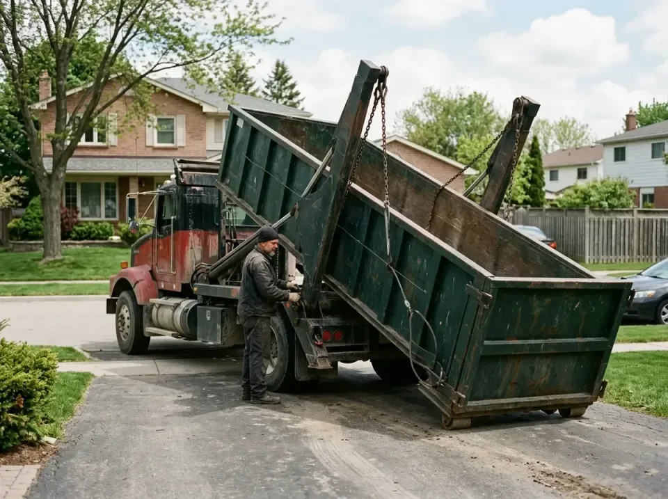 Roll-off Truck — Residential Driveway